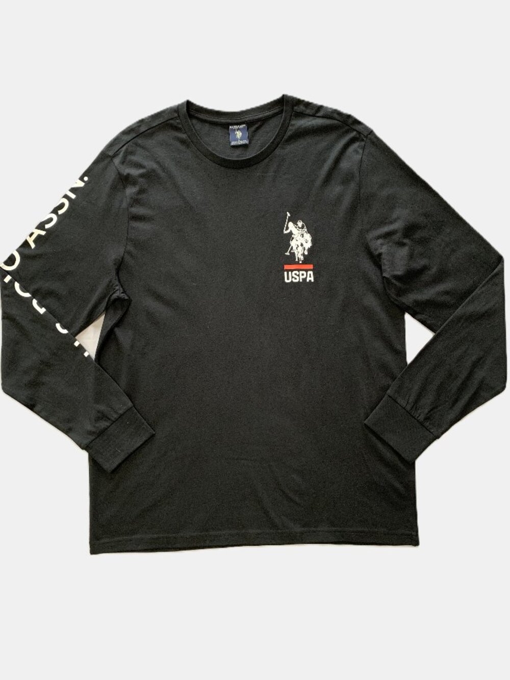 Brand New USPA Long‑Sleeve Black Men Tshirt Lightweight Skater Preppy Size L